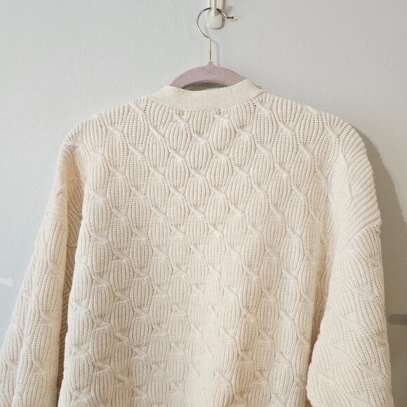 NWT Belldini Ecru Button Up Cardigan Sweater Shimmer Size L Large - Picture 8 of 12